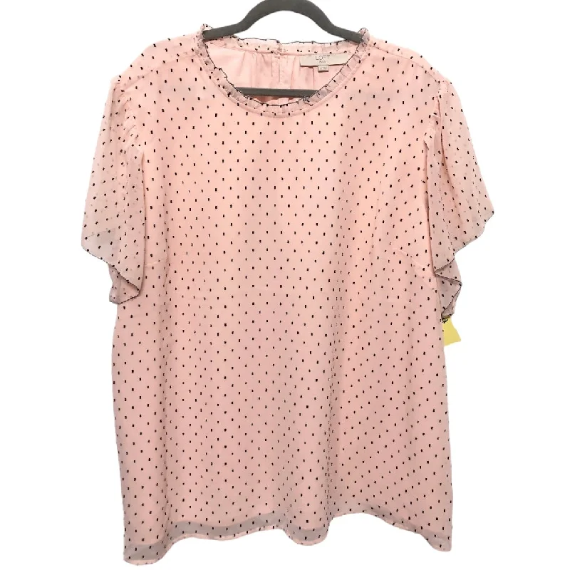 Top Short Sleeve By Loft In Black & Pink, Size: 22