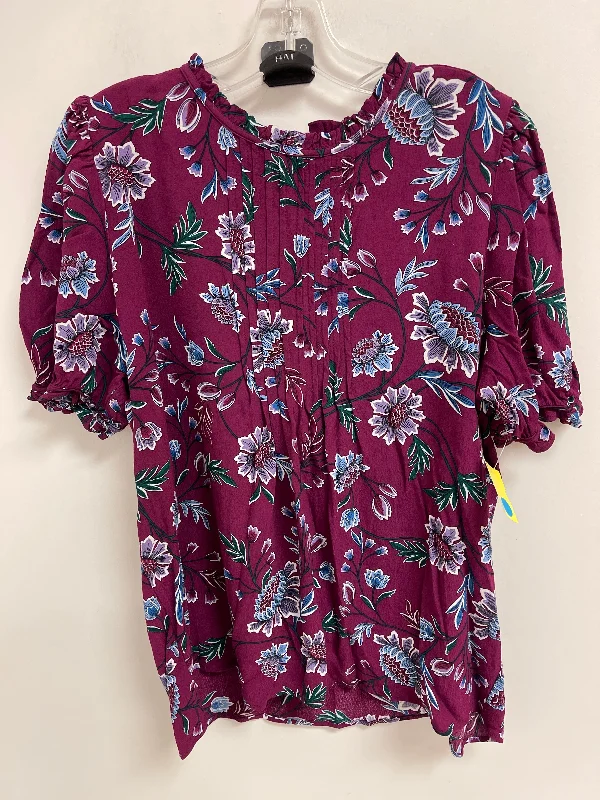 Top Short Sleeve By Loft In Purple, Size: Xl