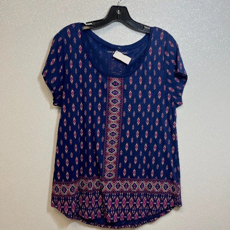 Top Short Sleeve By Lucky Brand In Blue, Size: L