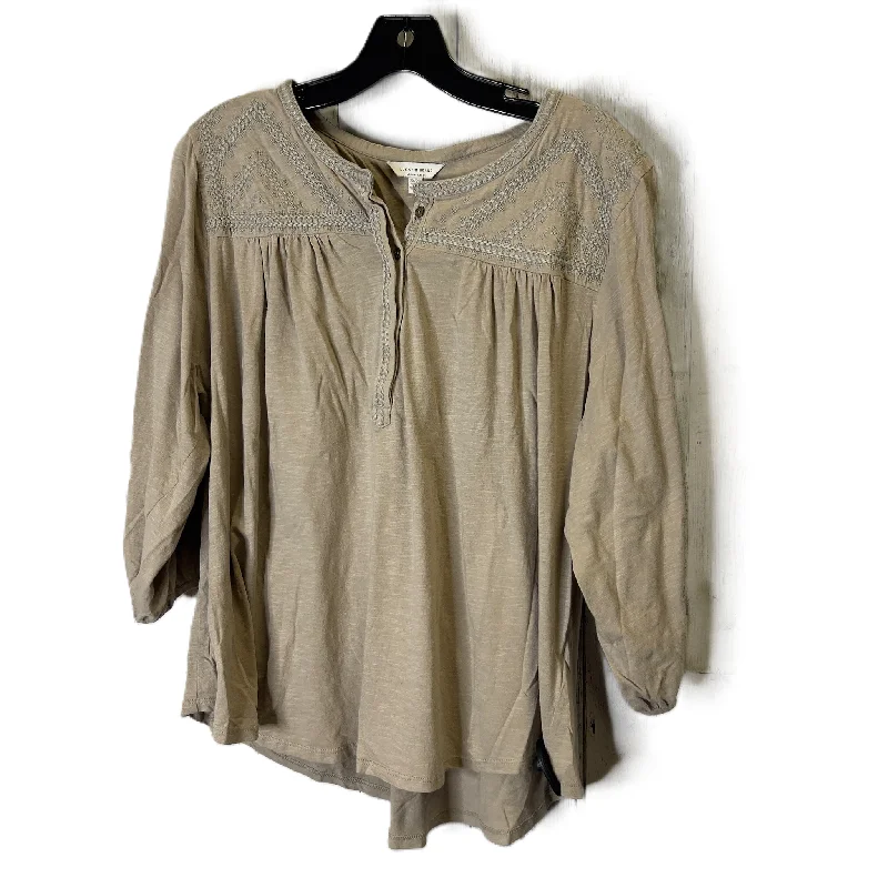 Top Short Sleeve By Lucky Brand In Tan, Size: 2x