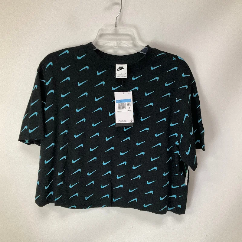 Top Short Sleeve By Nike In Black & Blue, Size: M