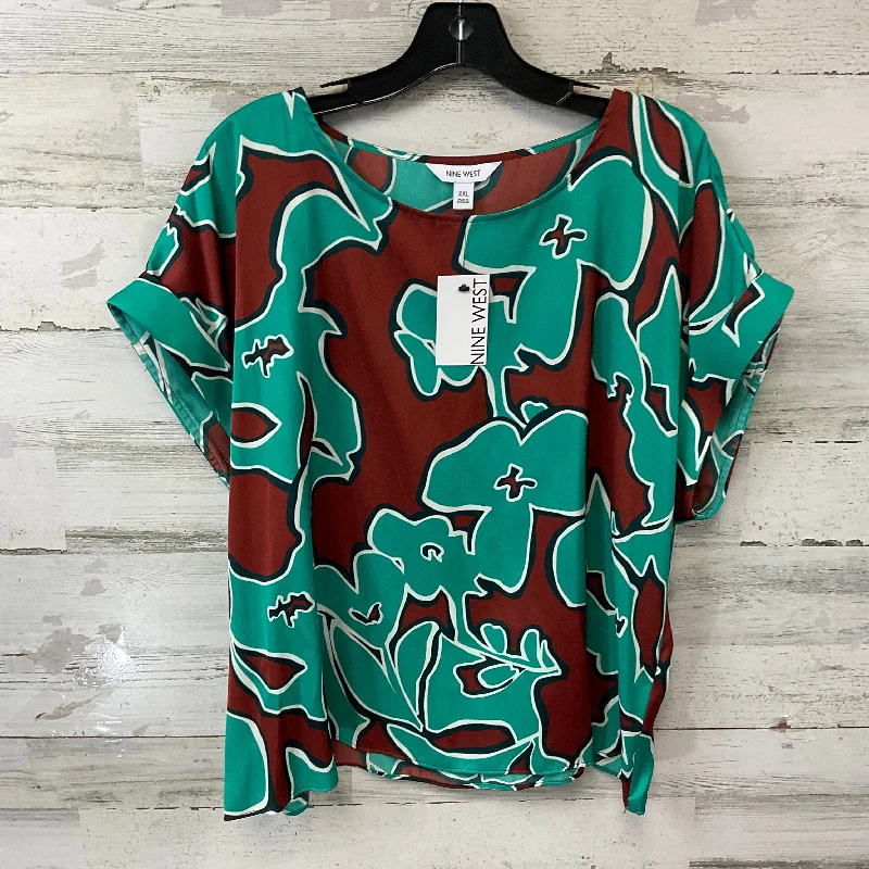 Top Short Sleeve By Nine West Apparel In Green, Size: Xxl