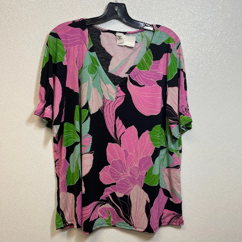 Top Short Sleeve By Sew In Love In Floral, Size: L