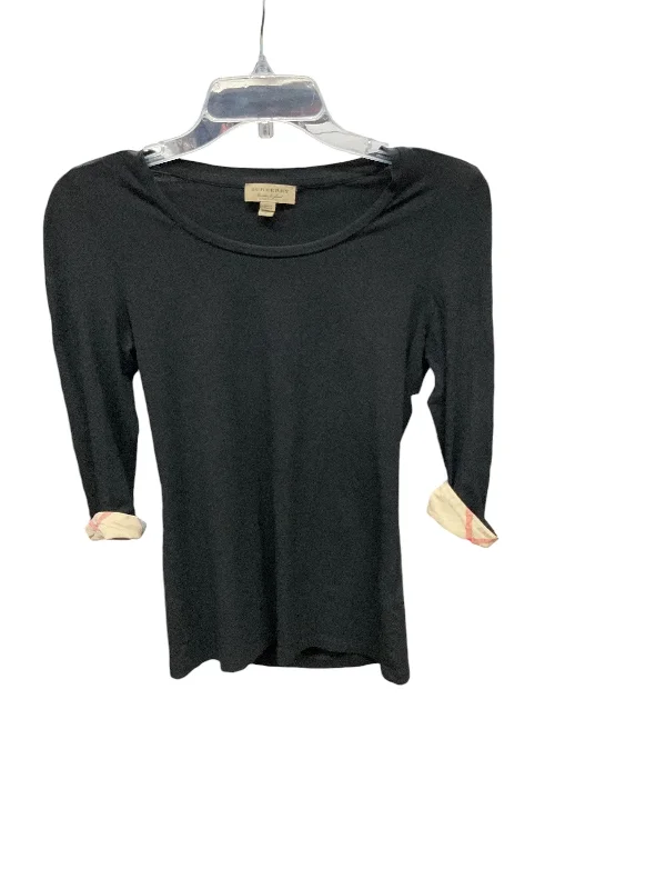 Top Short Sleeve Luxury Designer By Burberry In Black, Size: S